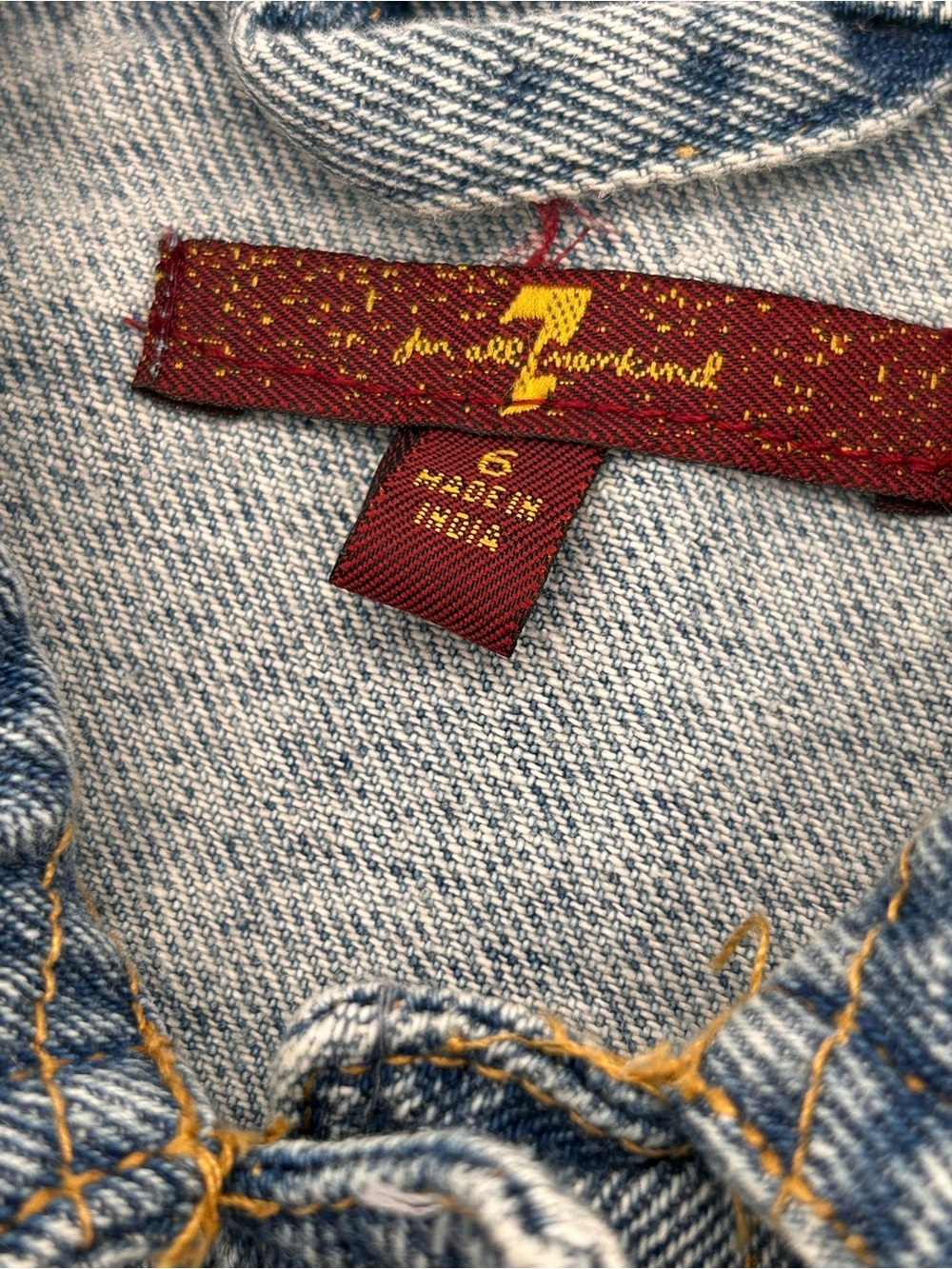 7 For All Mankind Girls' Distressed Blue Denim Jacket Size 6 - Picture 8 of 11
